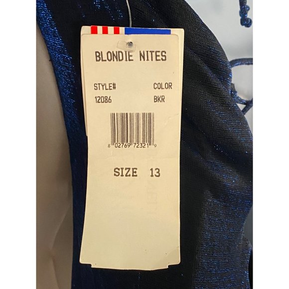 Blondie Nites Womens Midnight Blue Halter Neck Dress with Rhinestone Embellishme - Picture 5 of 10